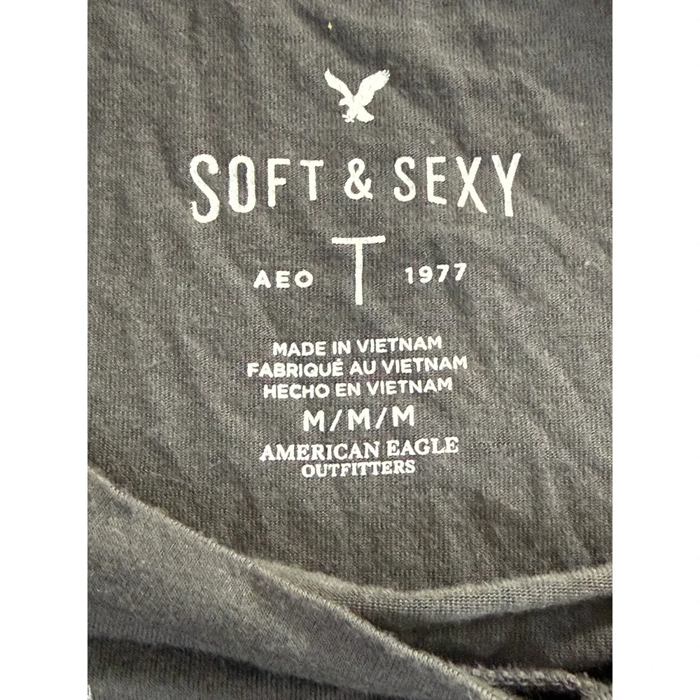 American Eagle Soft & Sexy Joshua Tree California Floral Graphic Tee Gray M